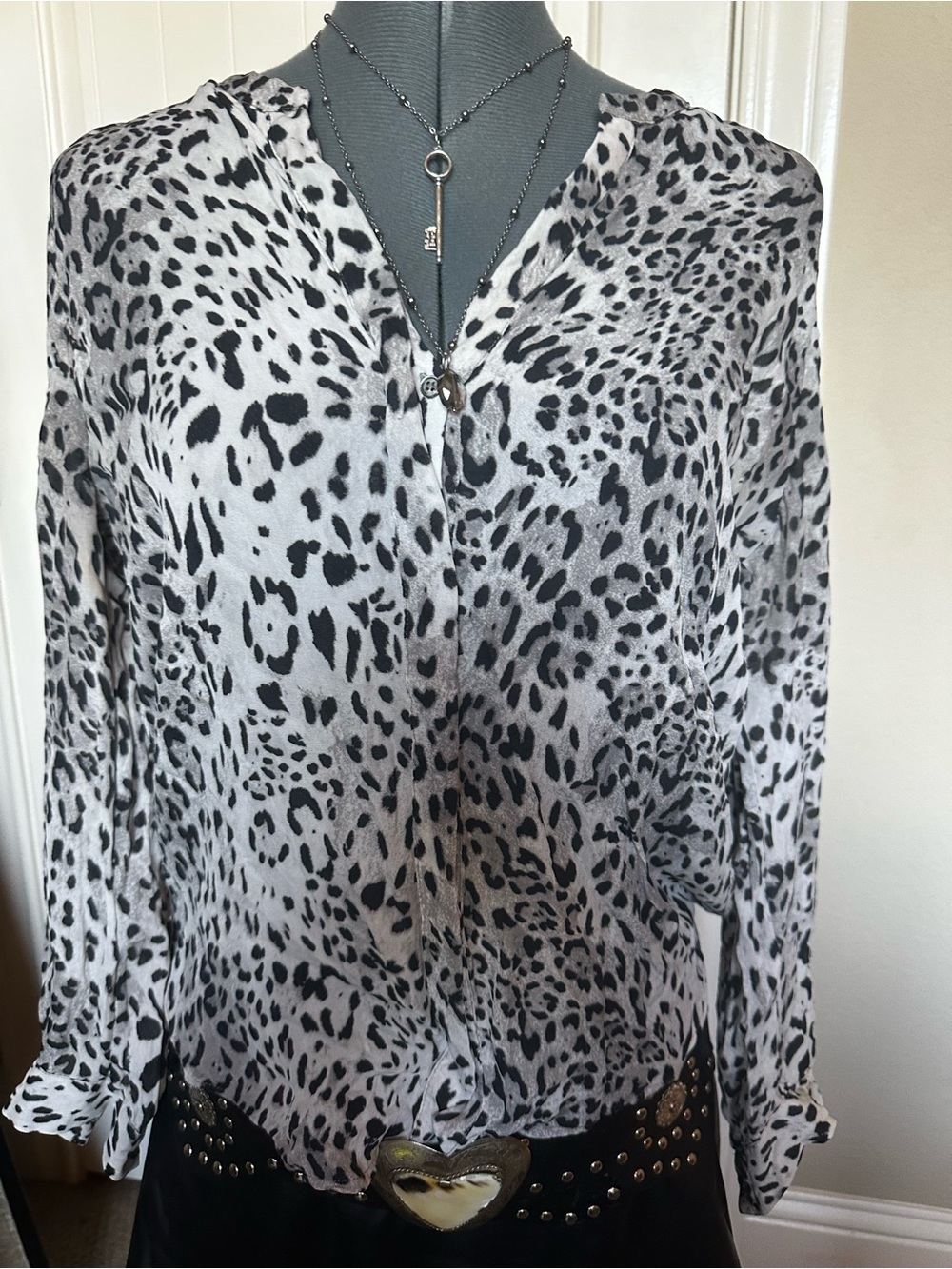 Joie Silk Leopard Print Blouse